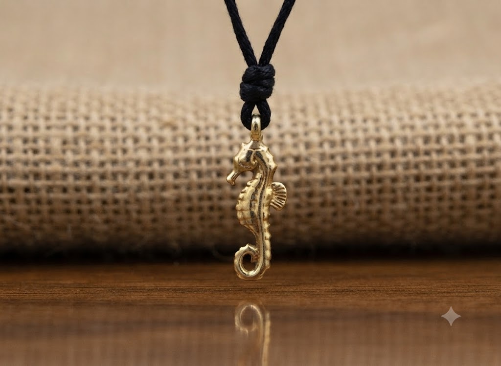 Sea Horse Handmade 92.5 Sterling Silver Gold Brass Necklace Pendant Jewelry