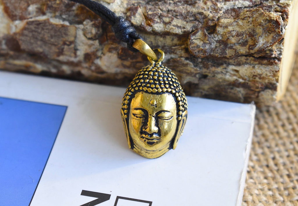 New Buddha Head 92.5 Sterling Silver Gold Brass Charm Necklace Pendant Jewelry
