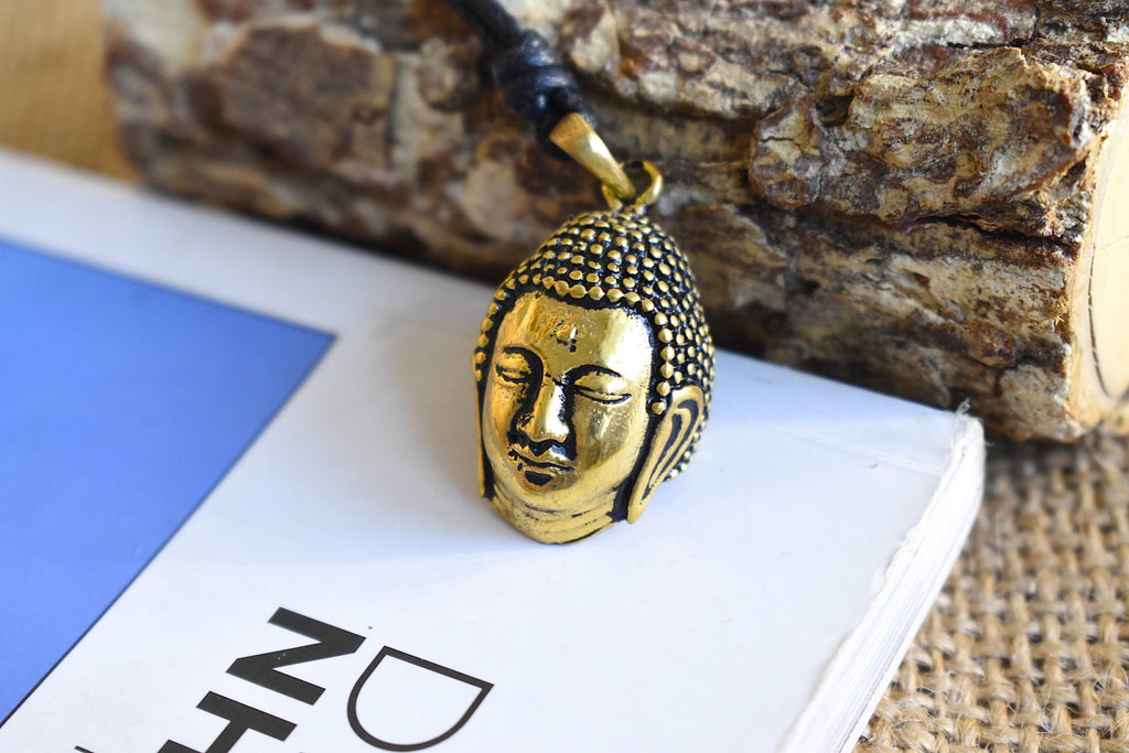 New Buddha Head 92.5 Sterling Silver Gold Brass Charm Necklace Pendant Jewelry