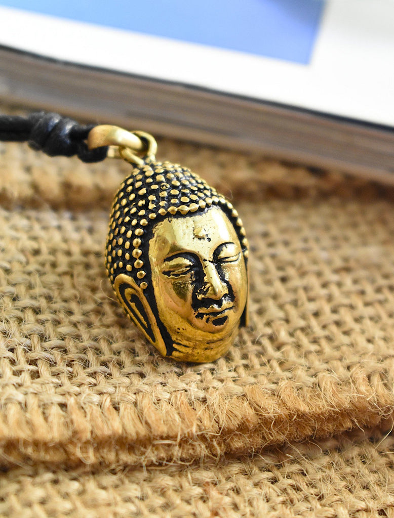 New Buddha Head 92.5 Sterling Silver Gold Brass Charm Necklace Pendant Jewelry