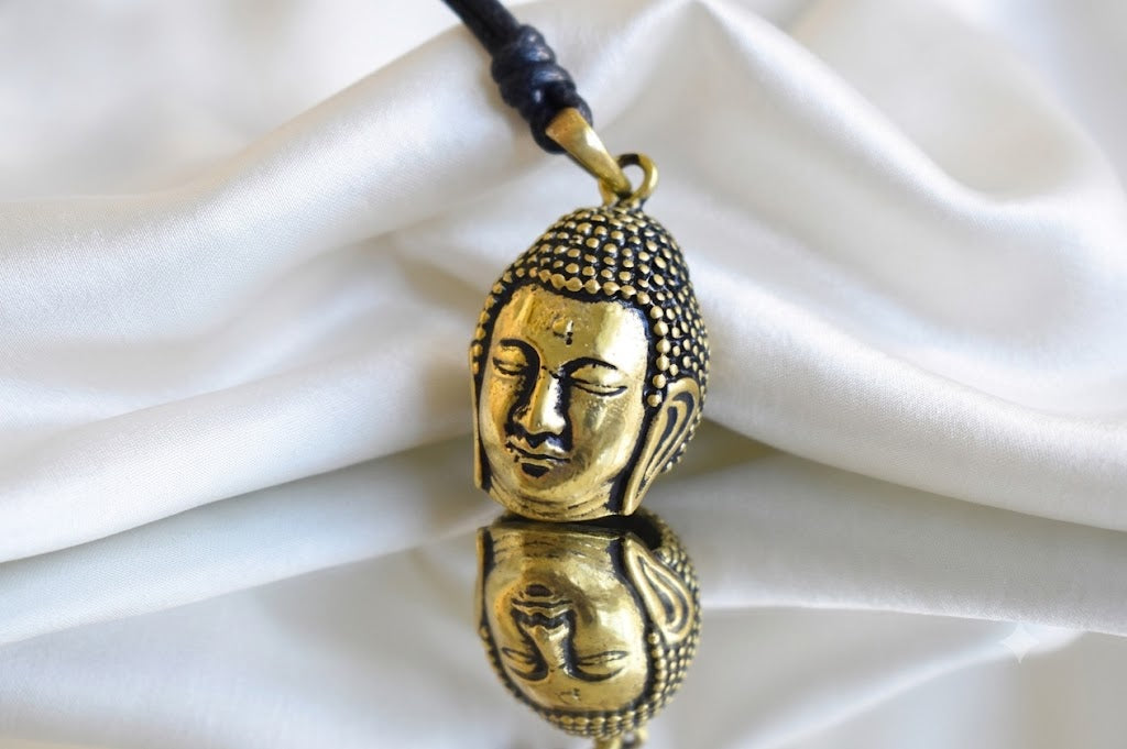 New Buddha Head 92.5 Sterling Silver Gold Brass Charm Necklace Pendant Jewelry