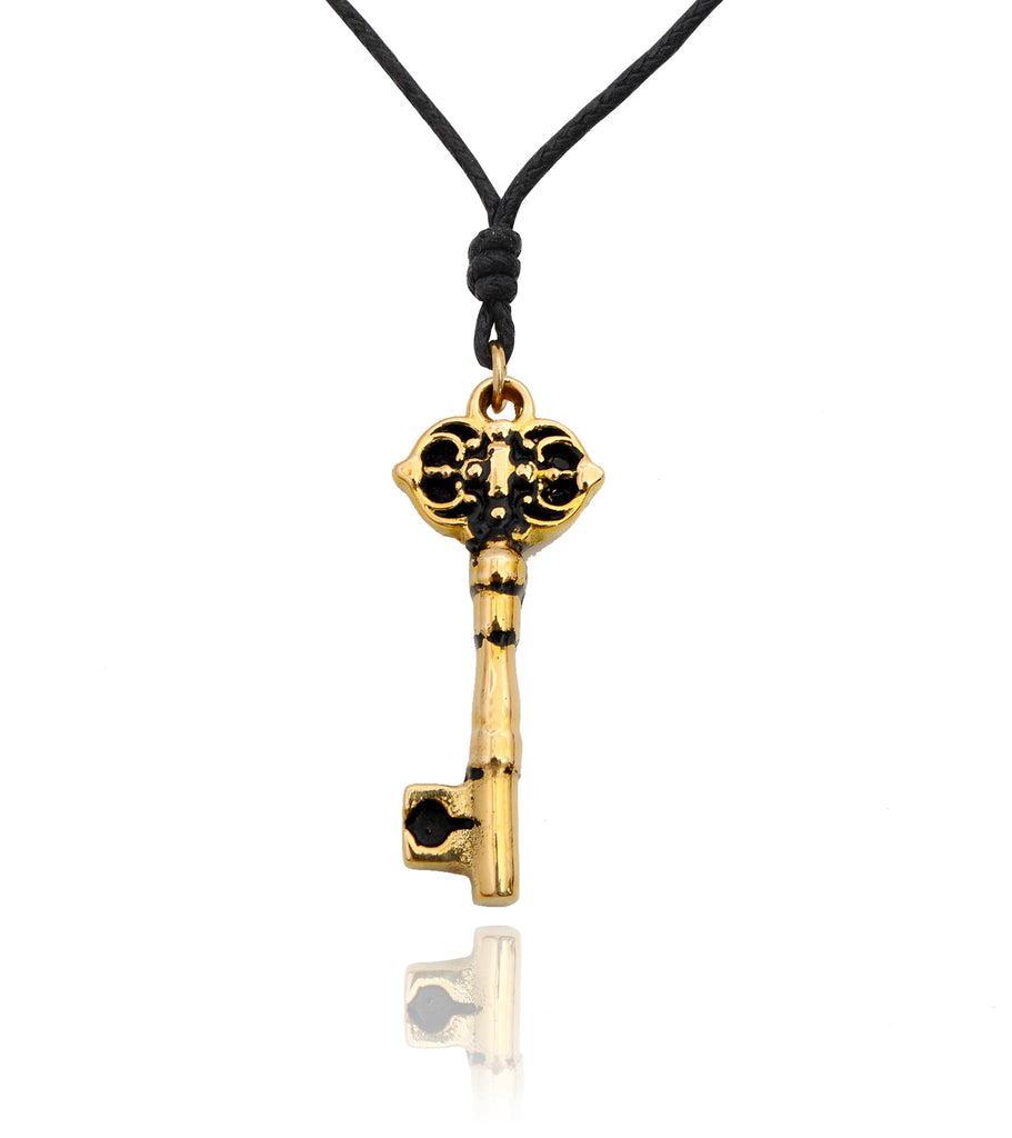Lock And Key Friendship Handmade Gold Brass Charm Necklace Pendant Jewelry