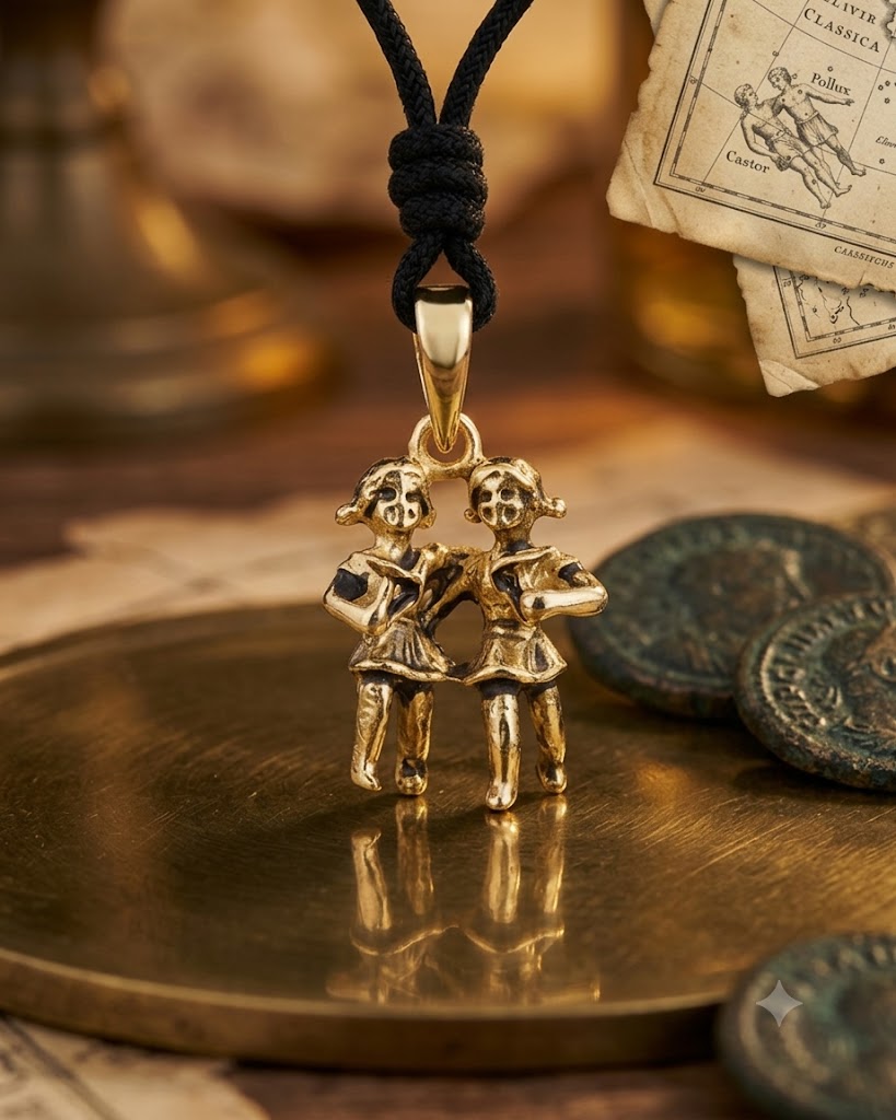 Astrology Gold Brass 92.5 Sterling Silver Charm Necklace Pendant Horoscope Zodiac