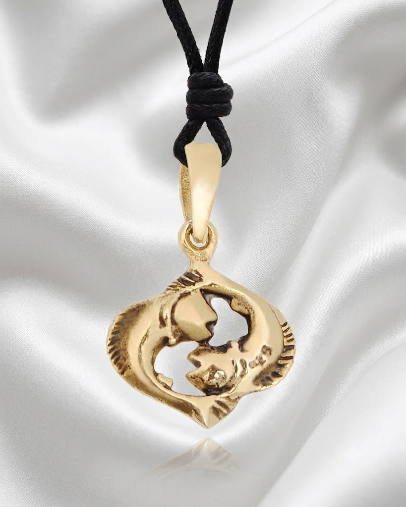 Astrology Gold Brass 92.5 Sterling Silver Charm Necklace Pendant Horoscope Zodiac