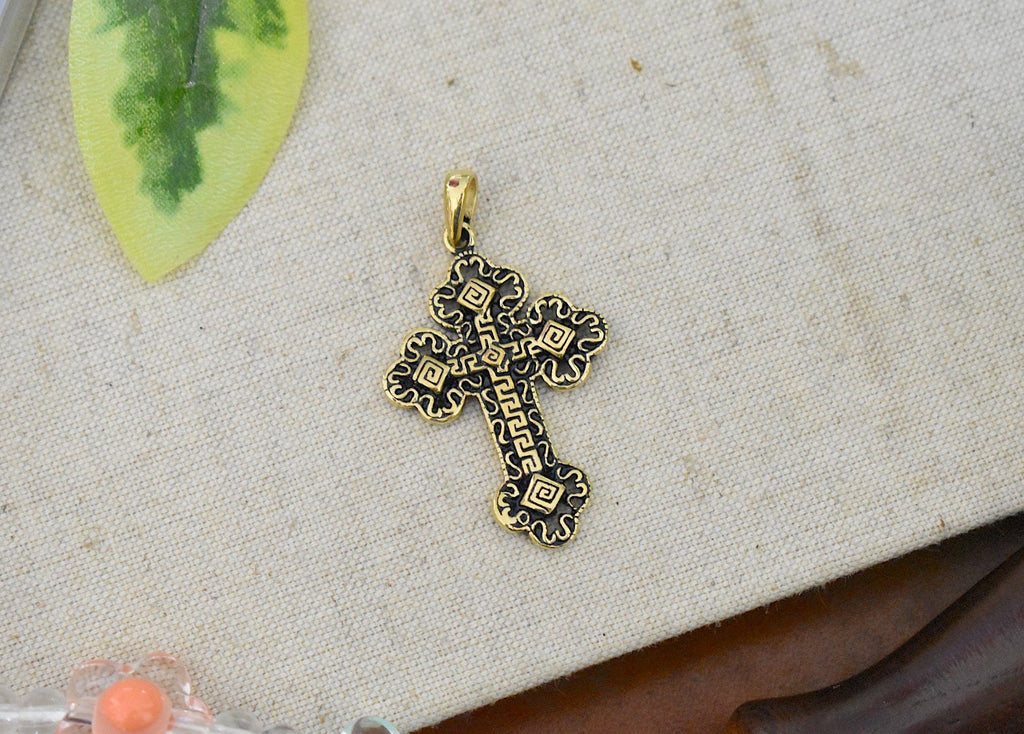 Gothic Celtic Cross Sterling-silver Brass Charm Necklace Pendant Jewelry