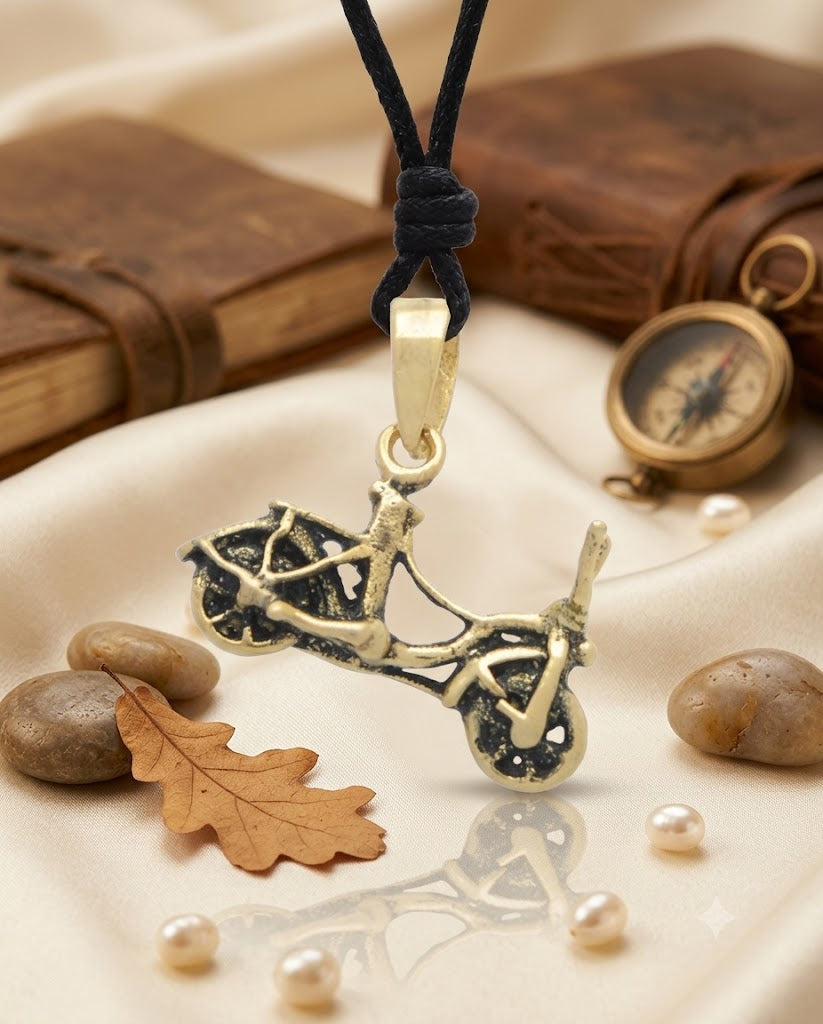 Bicycle Bike 92.5 Sterling Silver Gold Brass Charm Necklace Pendant Jewelry