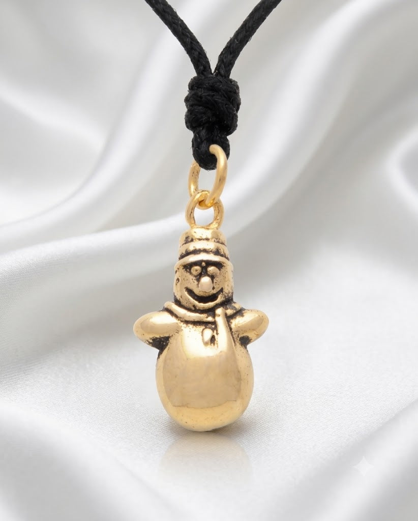 Cute Mini Snowman Frozen 92.5 Sterling Silver Gold Brass Charm Necklace Pendant Jewelry