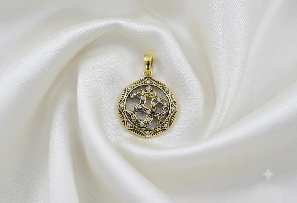 Ohm Aum Om Handcrafted Silver Pewter Brass Charm Necklace Pendant Jewelry