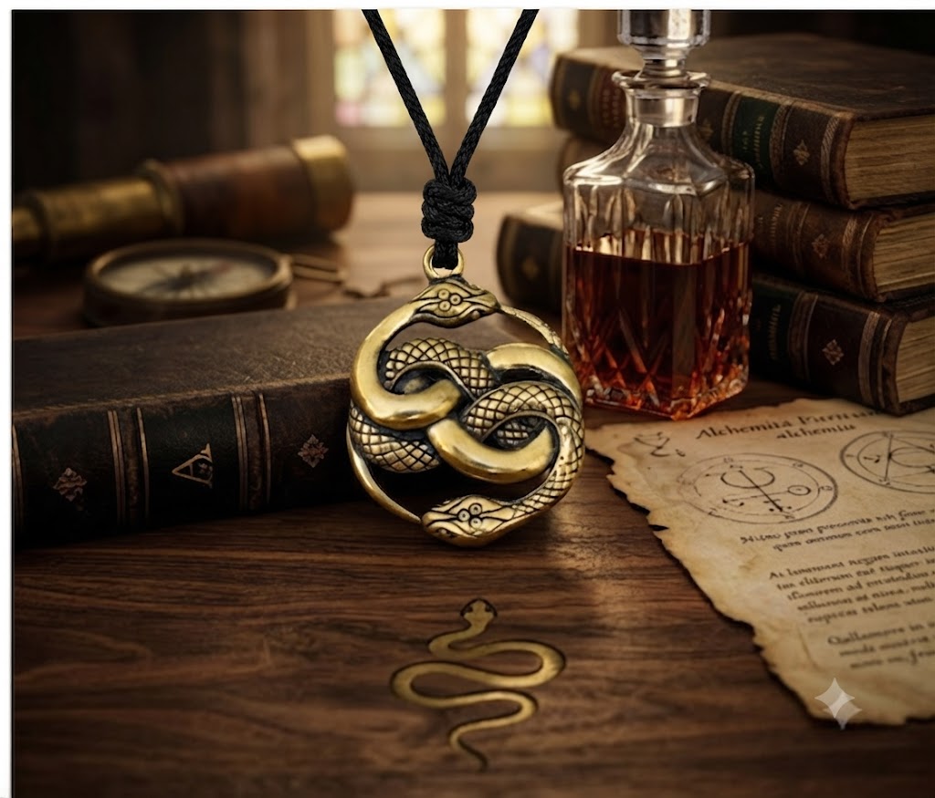Ouroboros Snake 92.5 Sterling Silver Pewter Brass Charm Necklace Pendant Jewelry