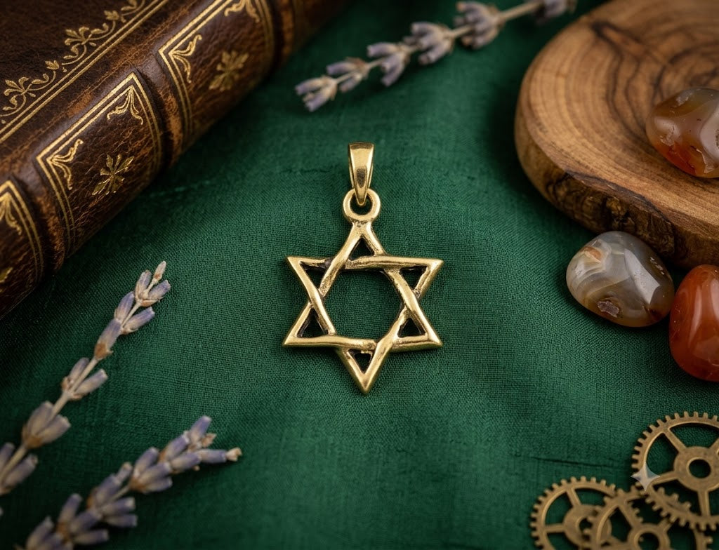 Star of David 92.5 Sterling Silver Pewter Brass Charm Necklace Pendant Jewelry