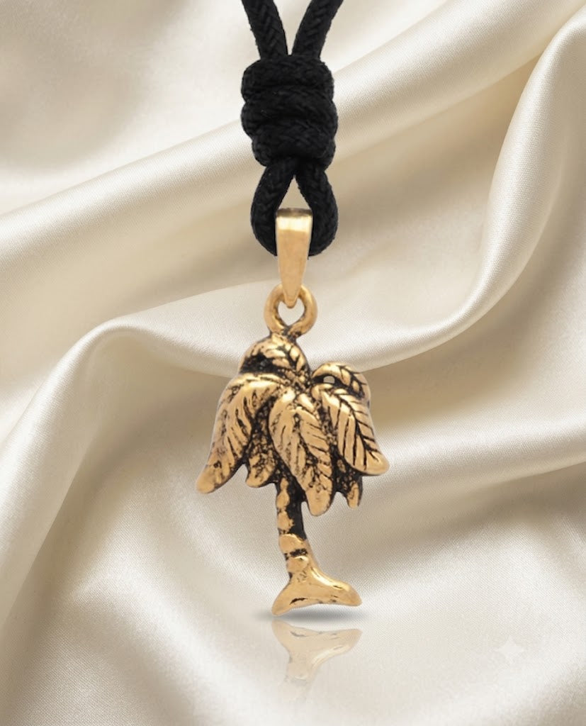 Mini Coconut Tree Sterling Silver Pewter Gold Brass Necklace Pendant Jewelry