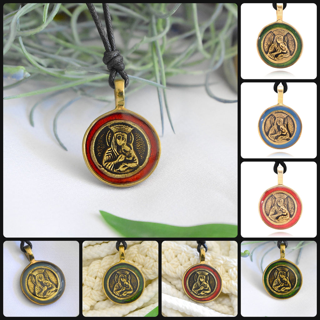 Virgin Mary Mother Of Jesus Handmade Brass Charm Necklace Pendant Jewelry