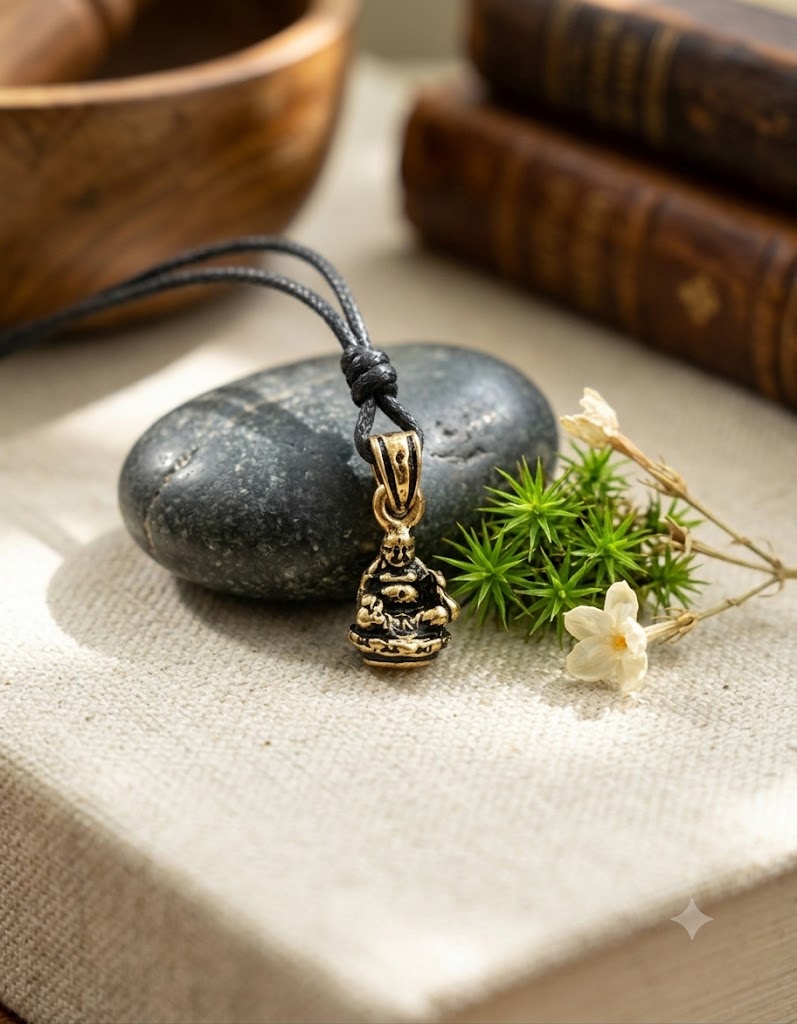 Happy Smile Buddha 92.5 Sterling Silver Brass Charm Necklace Pendant Jewelry
