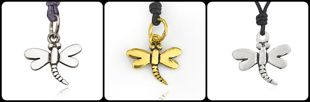 Cute Mini Dragonfly Sterling Silver Pewter Brass Charm Necklace Pendant Jewelry