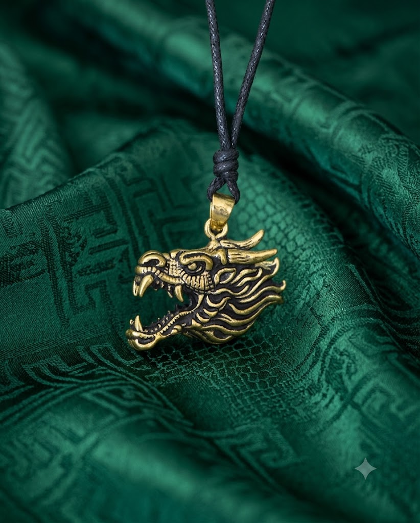 Dragon's Majesty Sterling-silver Brass Charm Necklace Pendant Jewelry