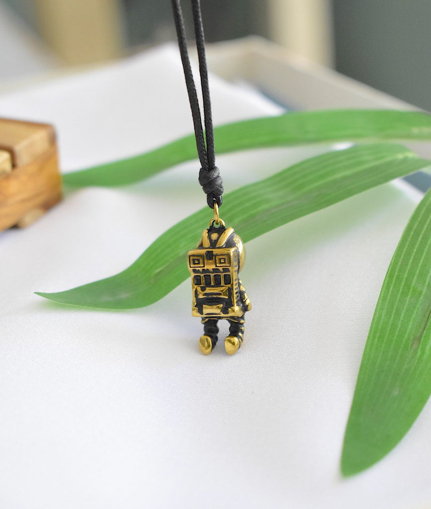 Cute Vintage Astronaut Pendant Sterling Silver Brass Charm Pendant Necklace