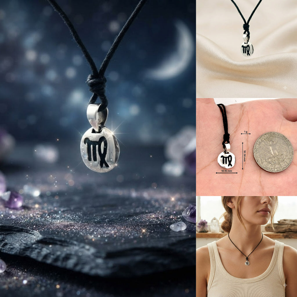 Astrology Gold 92.5 Sterling Silver Brass Charm Necklace Pendant Horoscope Zodiac