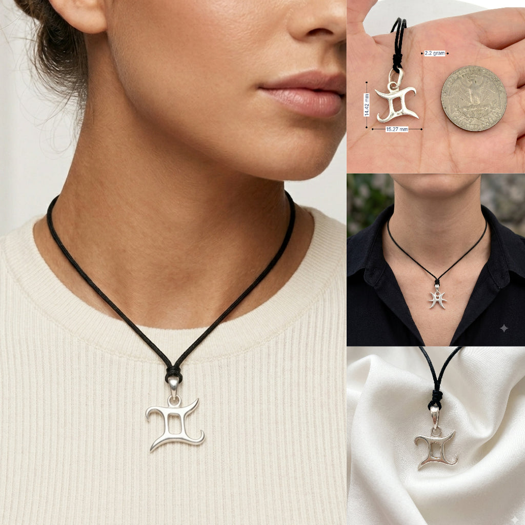 Astrology Necklace 92.5 Sterling Silver Pewter Zodiac Horoscope Symbol Pendant Jewelry