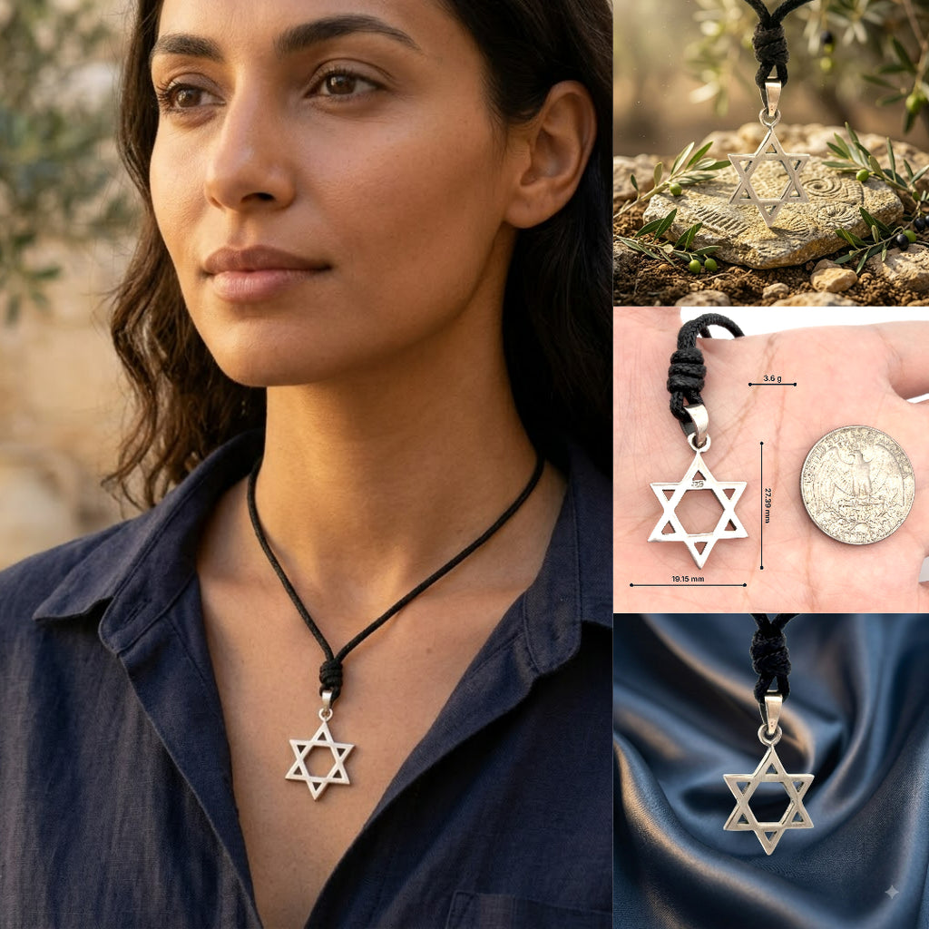 Star of David 92.5 Sterling Silver Pewter Brass Charm Necklace Pendant Jewelry