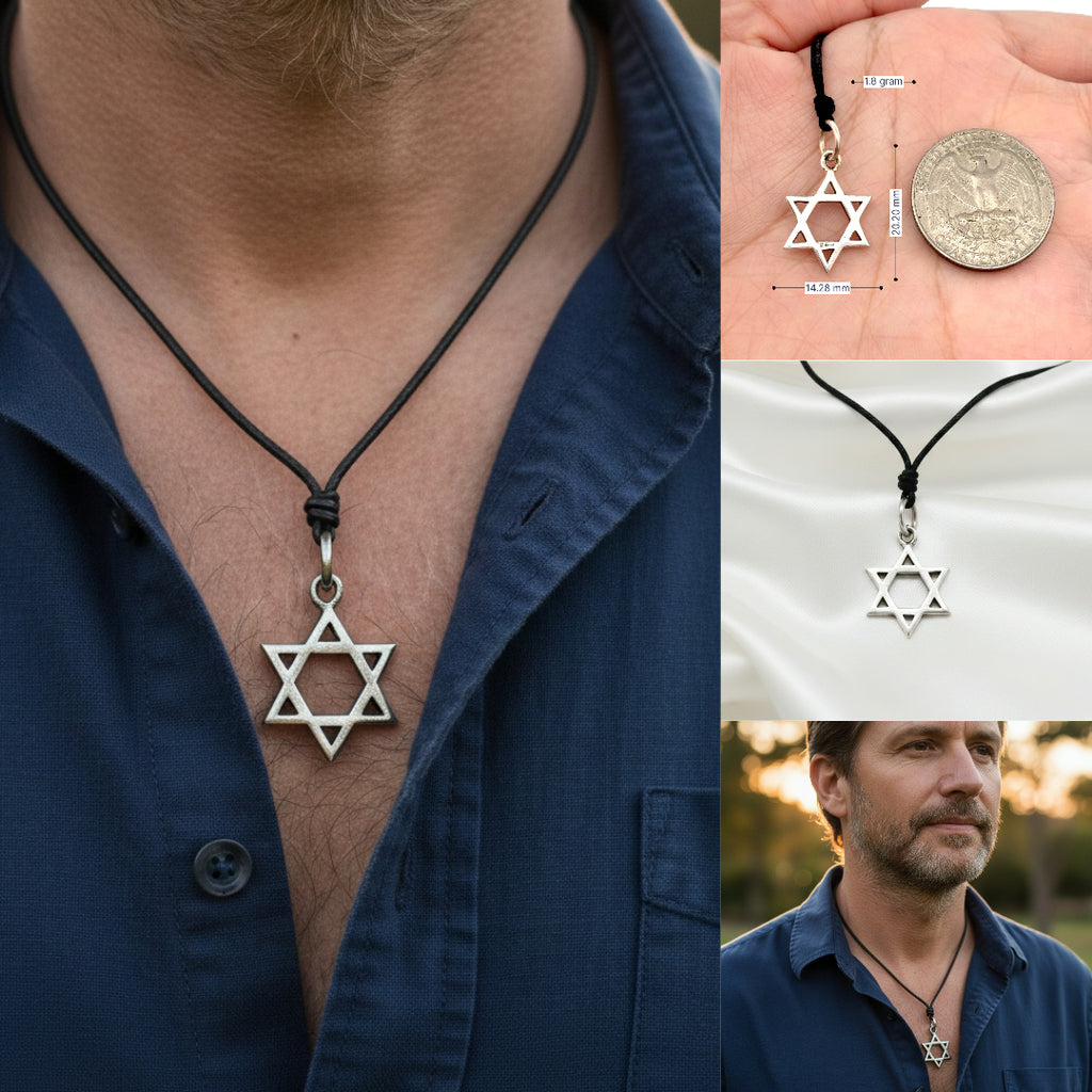 Star of David 92.5 Sterling Silver Pewter Brass Charm Necklace Pendant Jewelry
