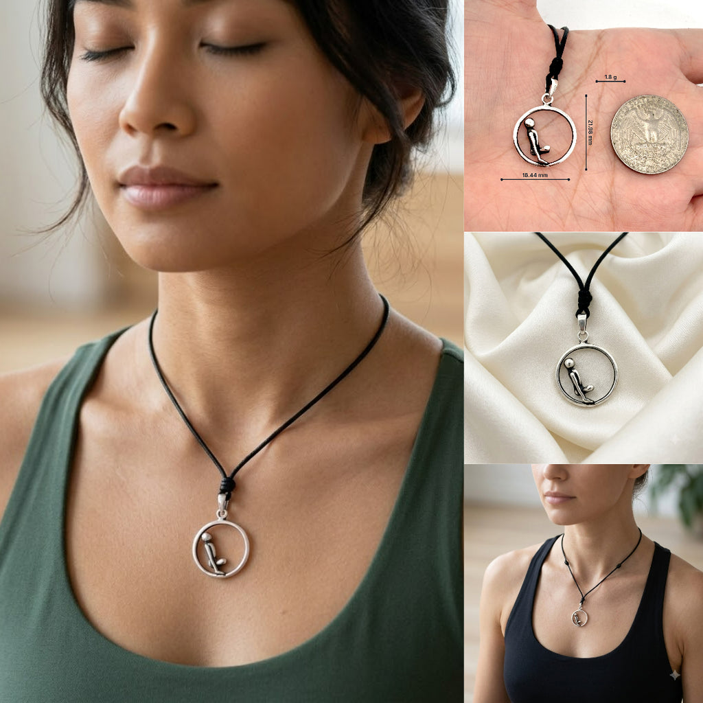 Yoga Pose 92.5 Sterling Silver Gold Brass Charm Necklace Pendant Jewelry