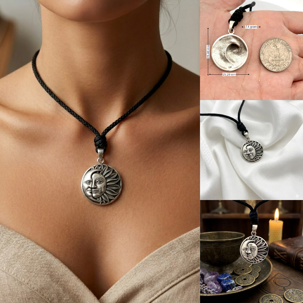 Sun Moon Ying Yang 92.5 Sterling Silver Pewter Brass Charm Necklace Pendant Jewelry