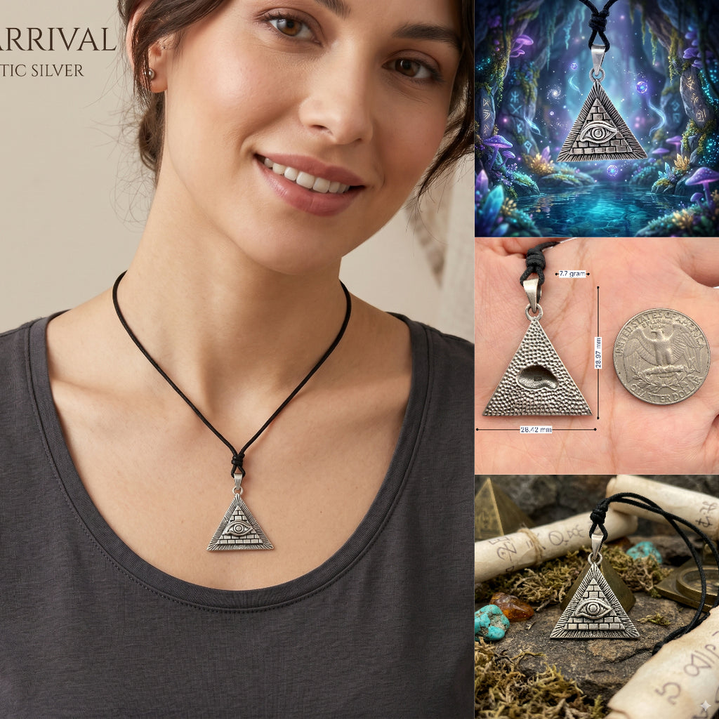Eye Of Providence 92.5 Sterling Silver Pewter Brass Necklace Pendant Jewelry