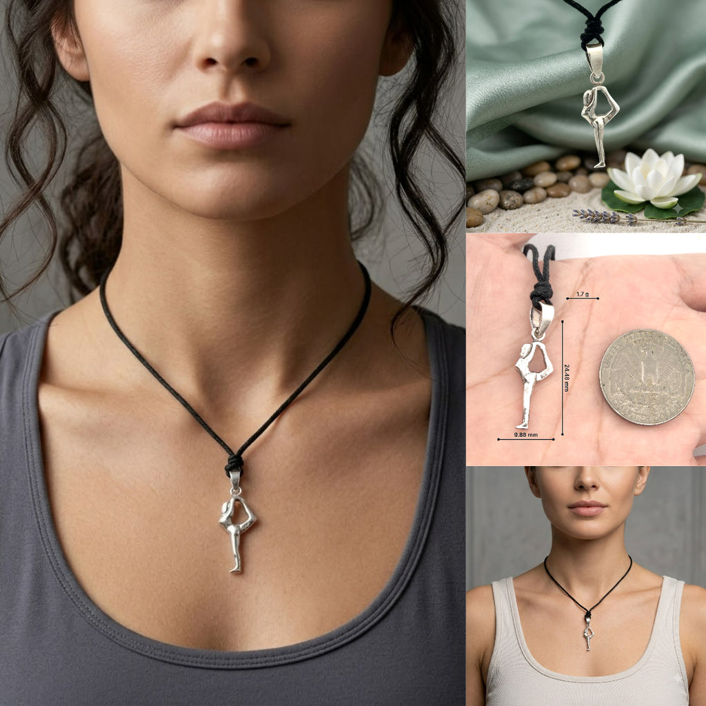 Yoga Pose 92.5 Sterling Silver Gold Brass Charm Necklace Pendant Jewelry