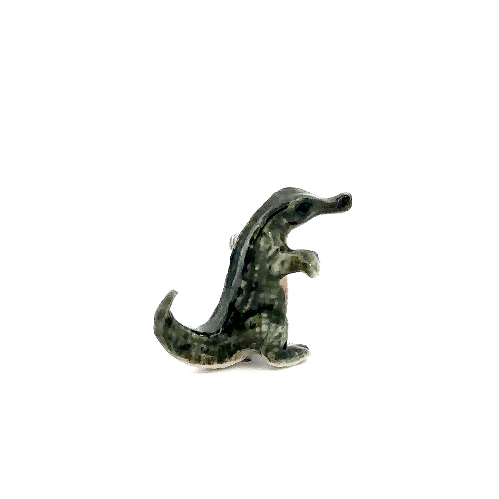 Mini Crocodile Figurine - Miniature Hand Made Painted Ceramic Alligator Animal Porcelain Decorative Figures Collectible Figurines Décor Gifts