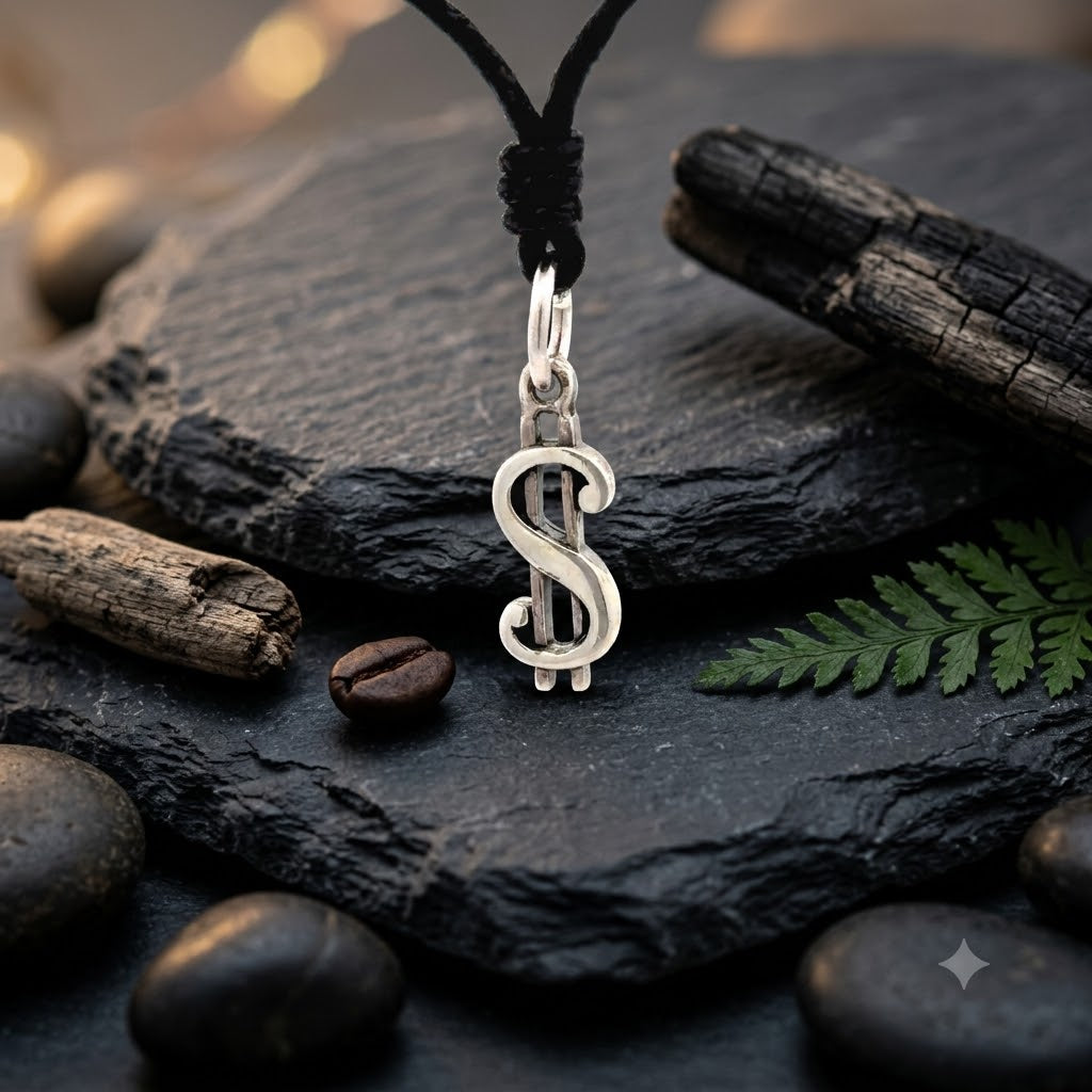 Dollar Bill Symbol Silver Pewter Charm Necklace Pendant Jewelry