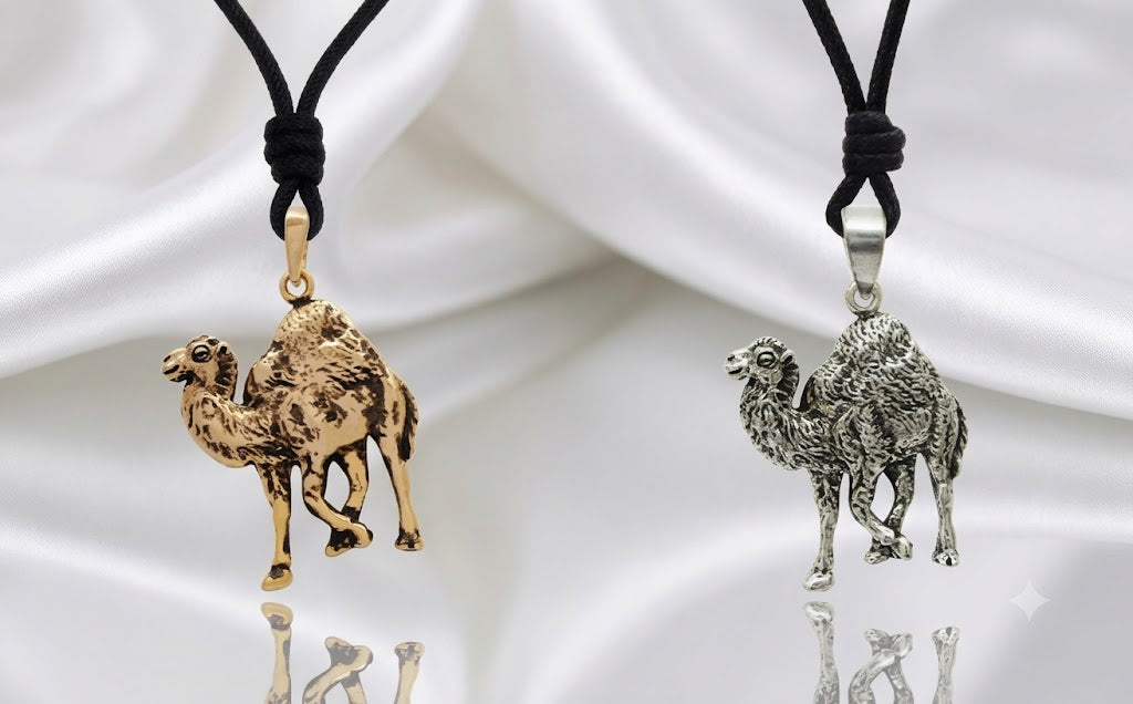 Cute Camel 92.5 Sterling Silver Gold Brass Charm Necklace Pendant Jewelry