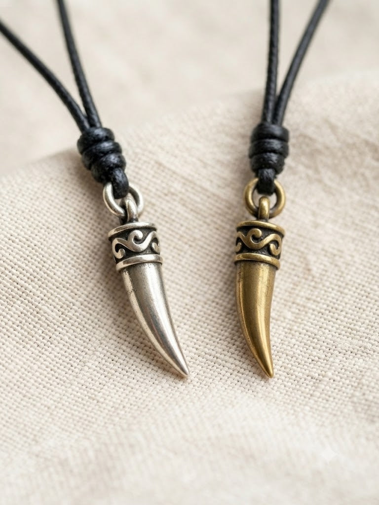 Cute Mini Fang Tooth 92.5 Sterling Silver Gold Brass  Charm Necklace Pendant Jewelry