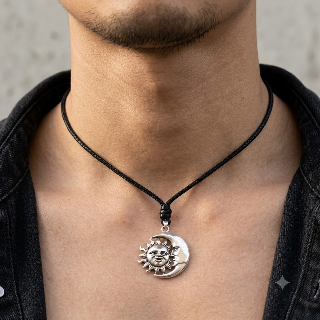 Sun & Moon Ying Yang 92.5 Sterling Silver Pewter Brass Charm Necklace Pendant Jewelry