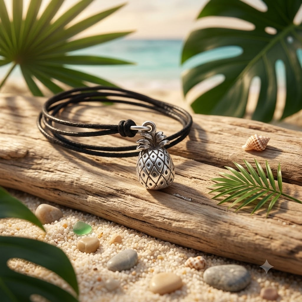 Hawaii Pineapple 92.5 Sterling Silver Gold Brass Necklace Pendant Jewelry