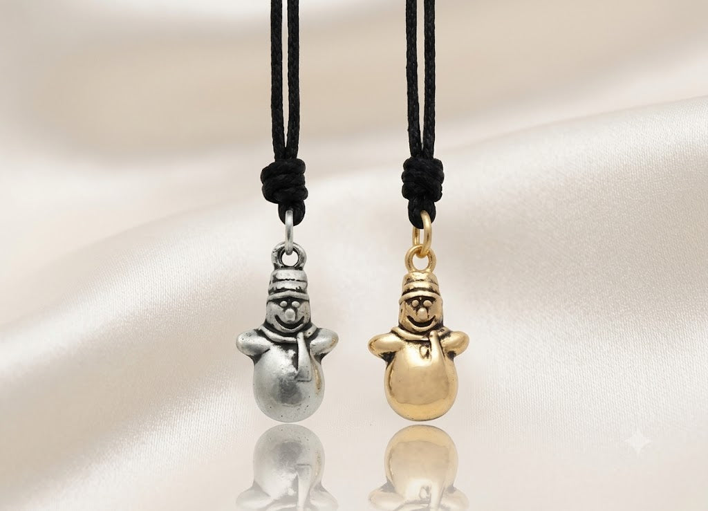 Cute Mini Snowman Frozen 92.5 Sterling Silver Gold Brass Charm Necklace Pendant Jewelry