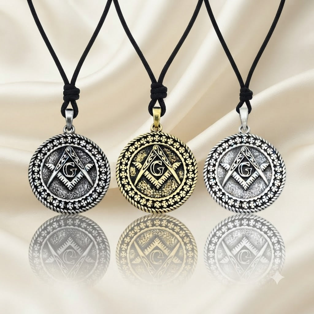 Freemasonry 92.5 Sterling Silver Pewter Brass Charm Necklace Pendant Jewelry