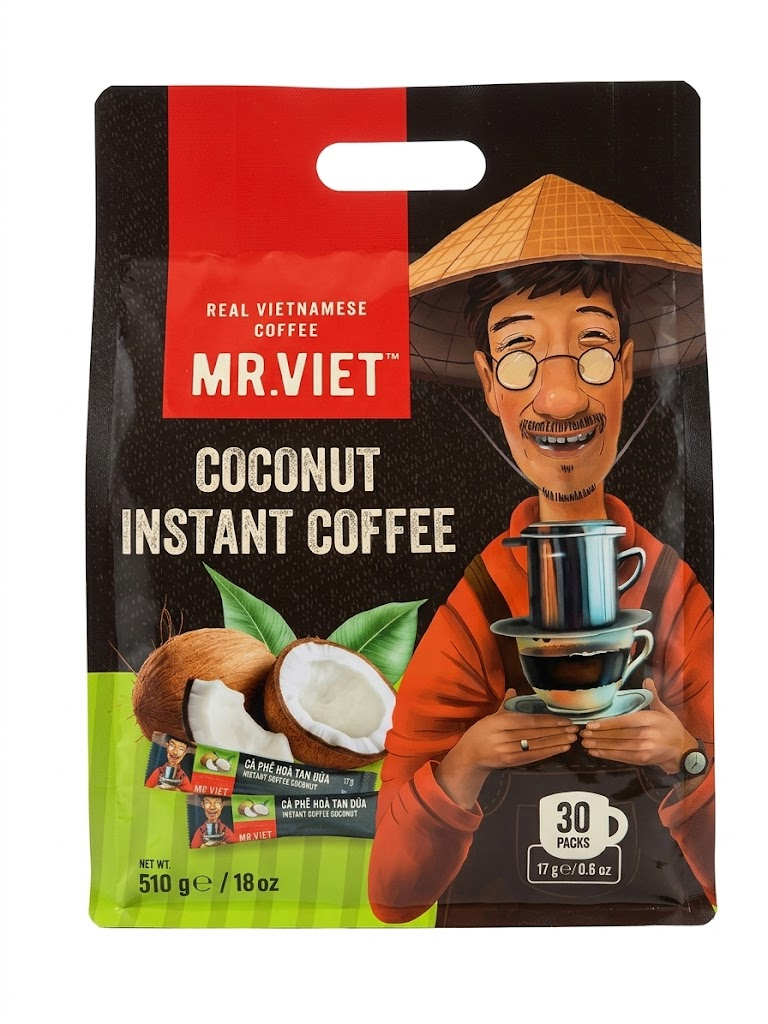 Mr. Viet Coconut Instant Vietnamese Coffee – Rich, Creamy Coconut Flavor, Authentic Café Style