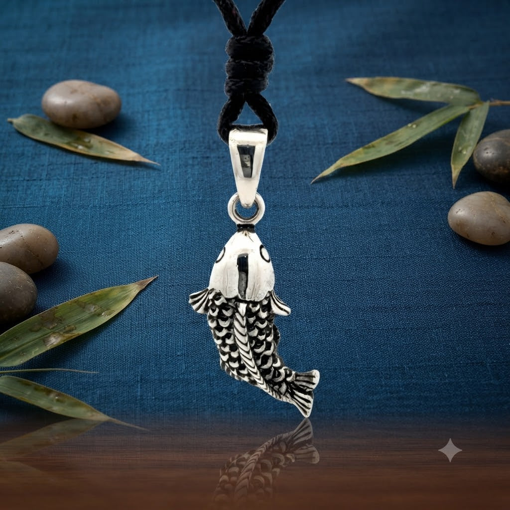 Fish 92.5 Sterling Silver Brass Charm Necklace Pendant  Marine Melody Jewelry