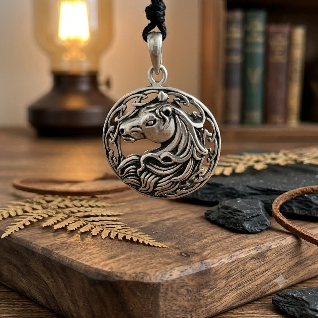 Celtic Horse 92.5 Sterling Silver Gold Brass Charm Necklace Pendant Jewelry