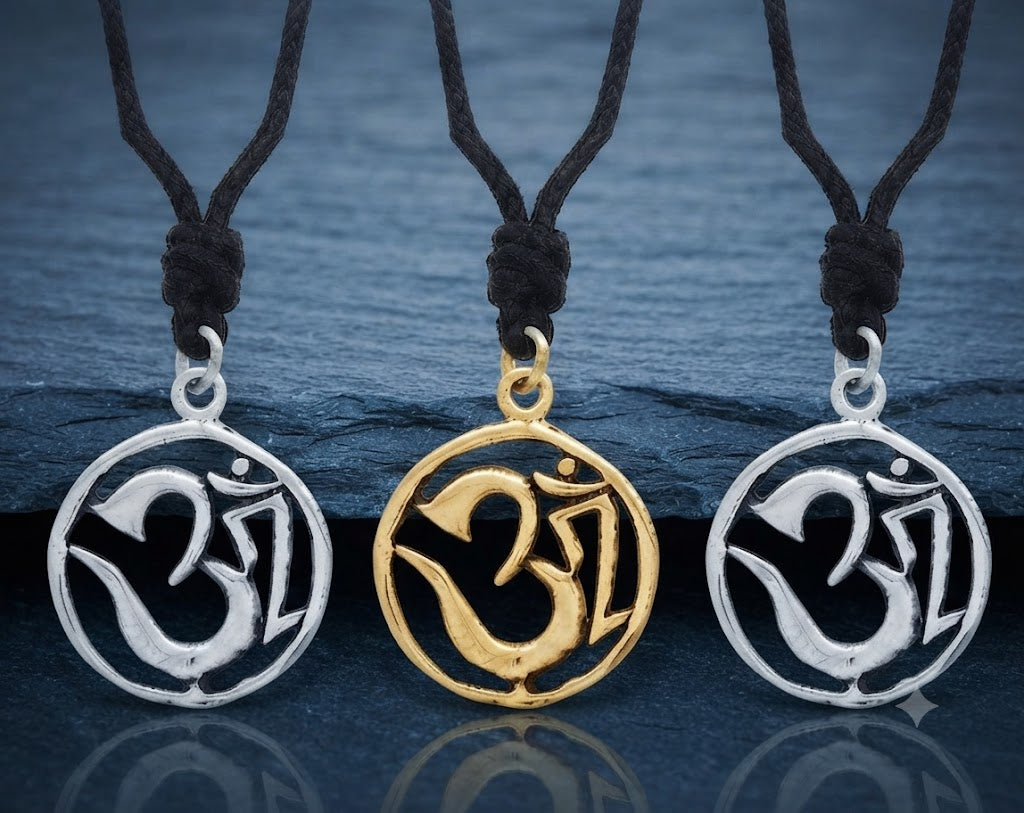 Hindu Aum Ohm Om 92.5 Sterling Silver Pewter Brass Charm Necklace Pendant Jewelry