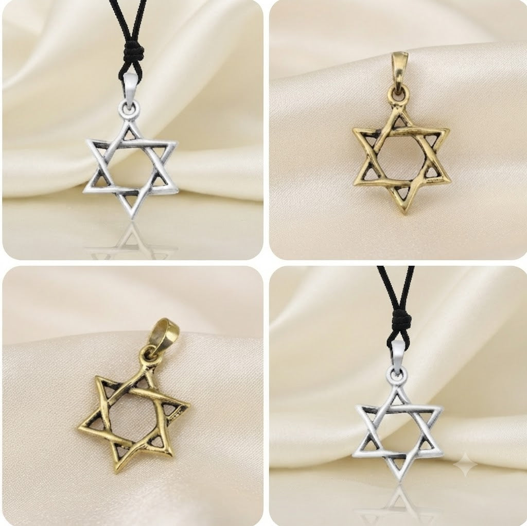 Star of David 92.5 Sterling Silver Pewter Brass Charm Necklace Pendant Jewelry