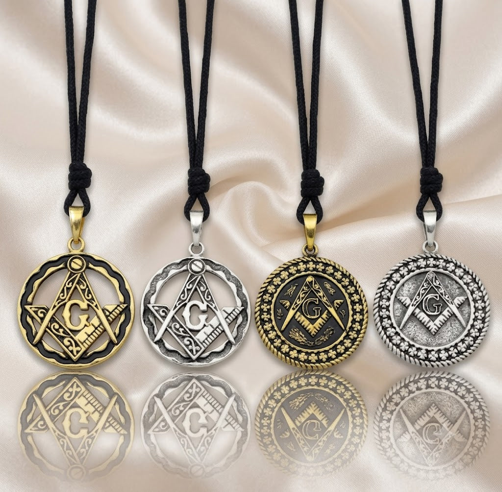 Freemasonry 92.5 Sterling Silver Pewter Brass Charm Necklace Pendant Jewelry