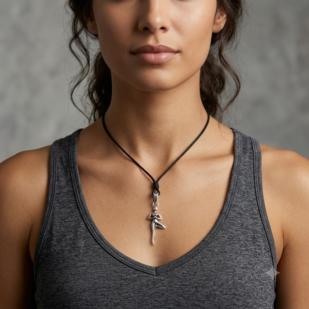 Yoga Pose 92.5 Sterling Silver Gold Brass Charm Necklace Pendant Jewelry