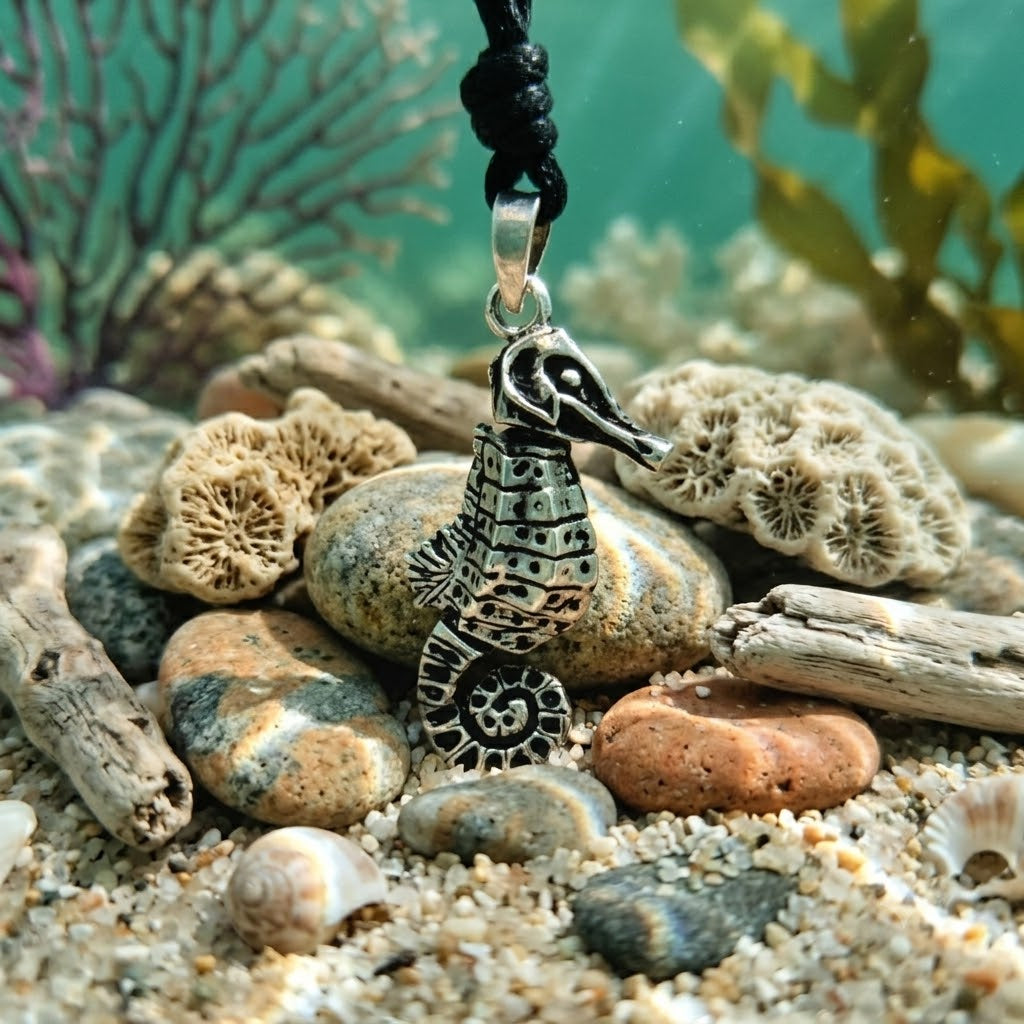 Sea Horse Handmade 92.5 Sterling Silver Gold Brass Necklace Pendant Jewelry