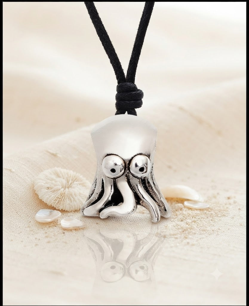 Cute Octopus 92.5 Sterling Silver Pewter Brass Charm Necklace Pendant Jewelry