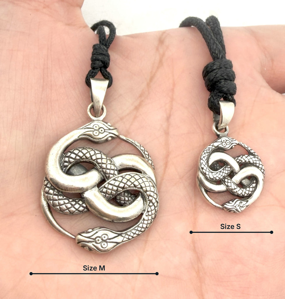 Ouroboros Snake 92.5 Sterling Silver Pewter Brass Charm Necklace Pendant Jewelry