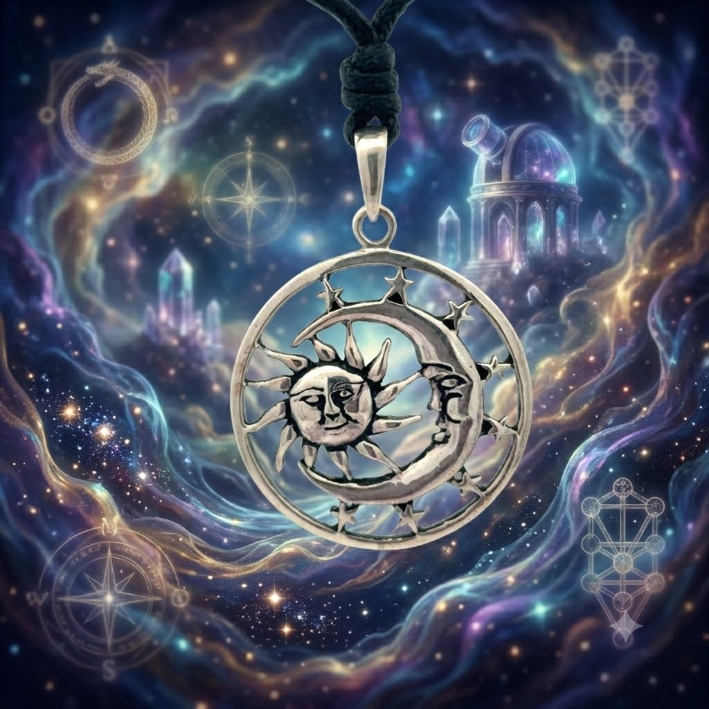 Sun Moon Ying Yang 92.5 Sterling Silver Pewter Brass Charm Necklace Pendant Jewelry