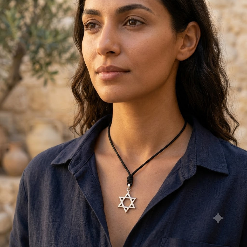 Star of David 92.5 Sterling Silver Pewter Brass Charm Necklace Pendant Jewelry
