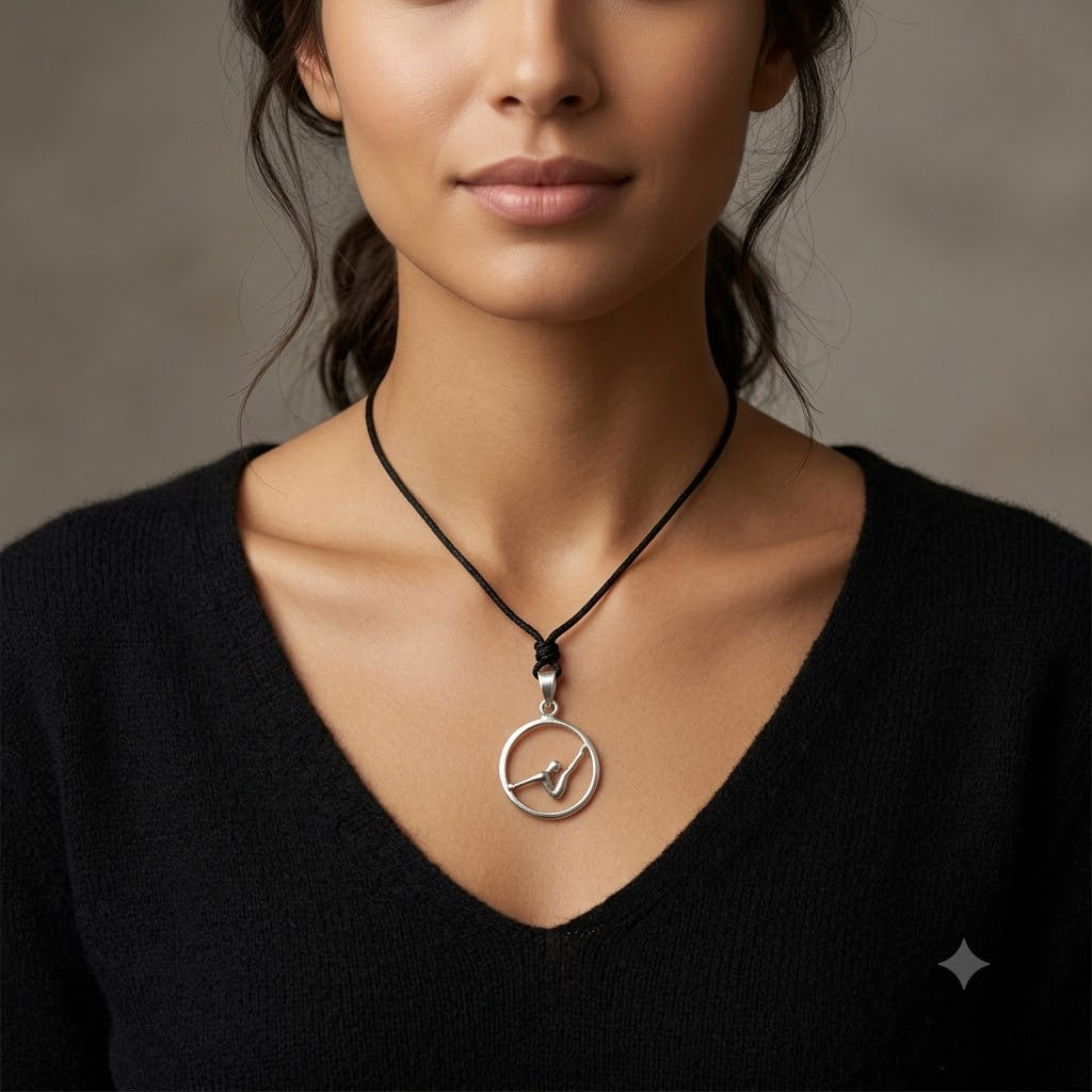 Yoga Pose 92.5 Sterling Silver Gold Brass Charm Necklace Pendant Jewelry