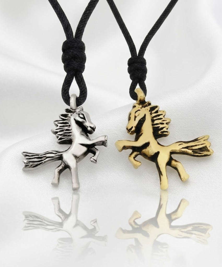 Horse Wild Stallion 92.5 Sterling Silver Pewter Charm Necklace Pendant Jewelry